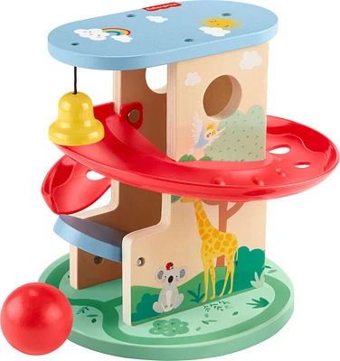 Fisher-Price Wooden Treehouse Ball Run Baby & Toddler Toy, 2 Wood Pieces