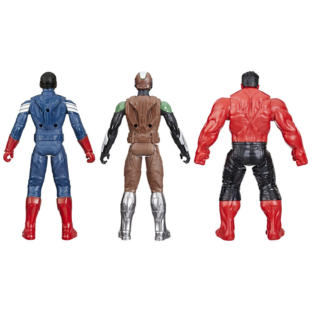 Marvel Avengers Captain America: Brave New World Titan Hero Series, multipack avec 3 figurines et accessoires (30 cm)