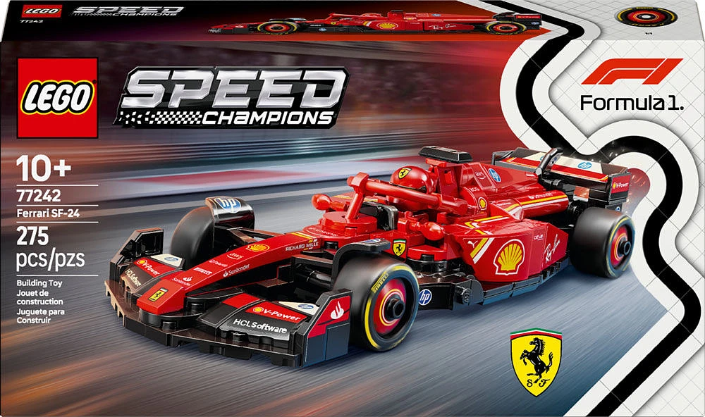 LEGO Speed Champions Voiture de course Ferrari SF-24 F1 , Ensemble de voiture de course avec voiture-jouet et pilote 77242