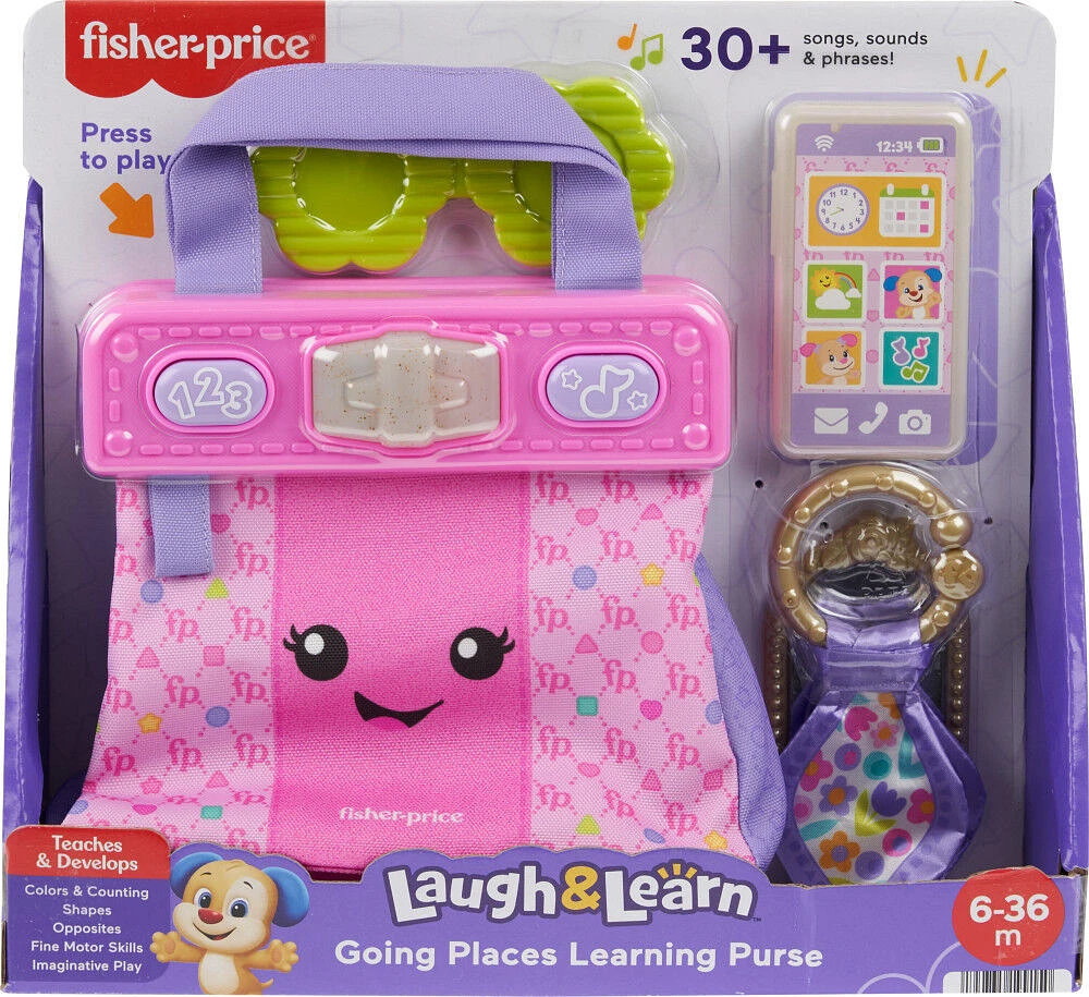 Fisher-Price Laugh & Learn Going Places Learning Purse Baby & Toddler Toy Bag & Accessories - English Editions