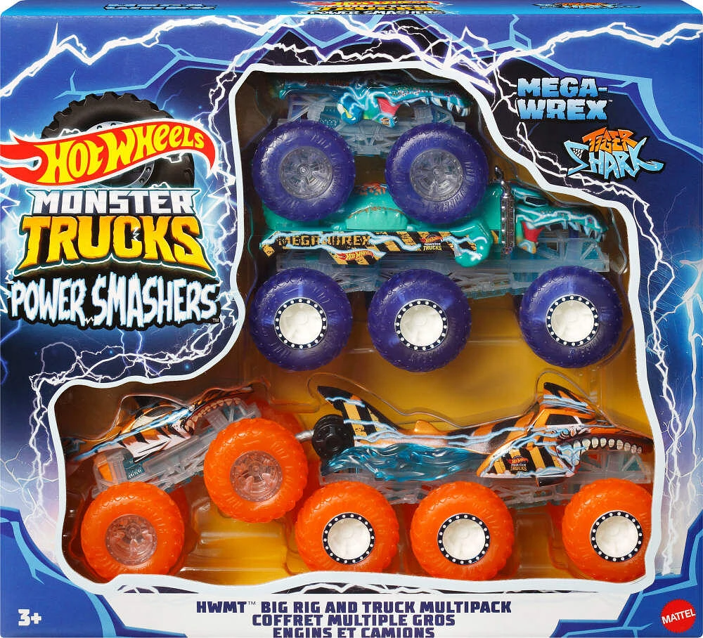 Hot Wheels Monster Trucks Power Smashers Toy Truck & Big Rig Multipack (4 Toy Trucks)