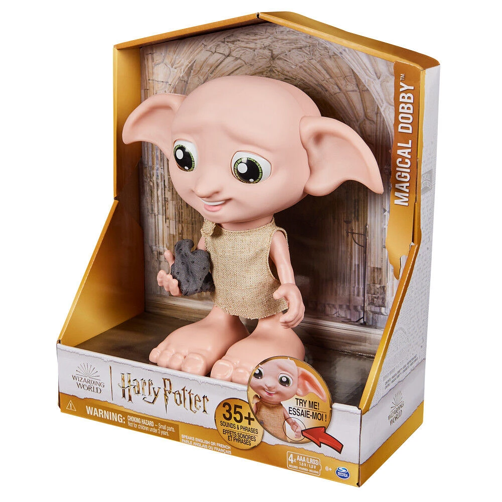 Wizarding World Harry Potter, Poupée interactive Magical Dobby avec chaussette, plus de 30 sons et répliques, 21,6 cm