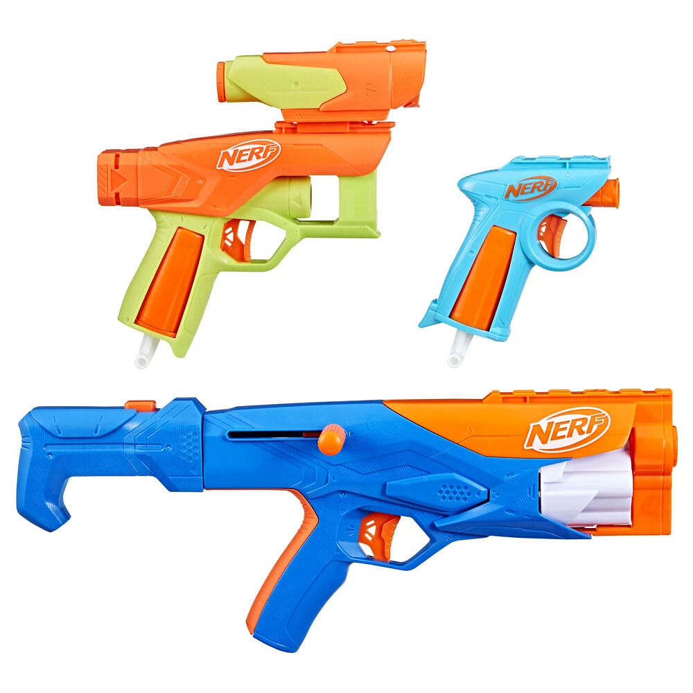 Nerf N Series Gear Up Pack, 3x Blasters, 18 Nerf N1 Darts Compatible Only with Nerf N Series Blasters - R Exclusive