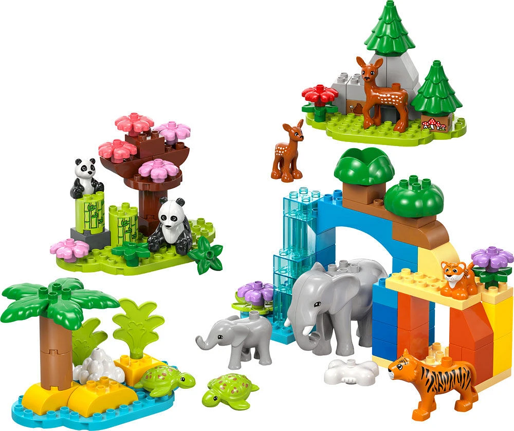 LEGO DUPLO Ma ville Familles d'animaux sauvages 3-en-1, Jouet d'apprentissage pour tout-petits avec 10 figurines d'animaux 10446