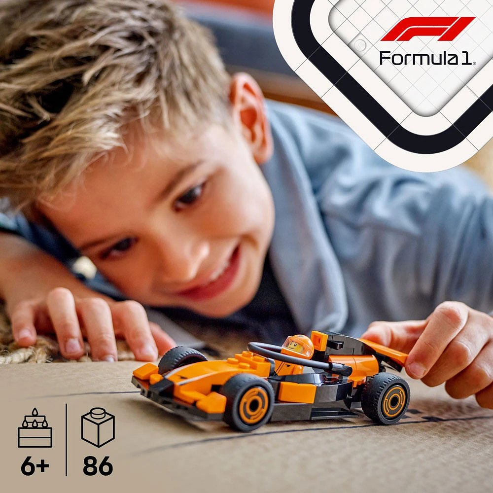 LEGO City Le pilote de F1 avec la voiture de course McLaren, ensemble de construction de véhicule miniature pour enfants 60442