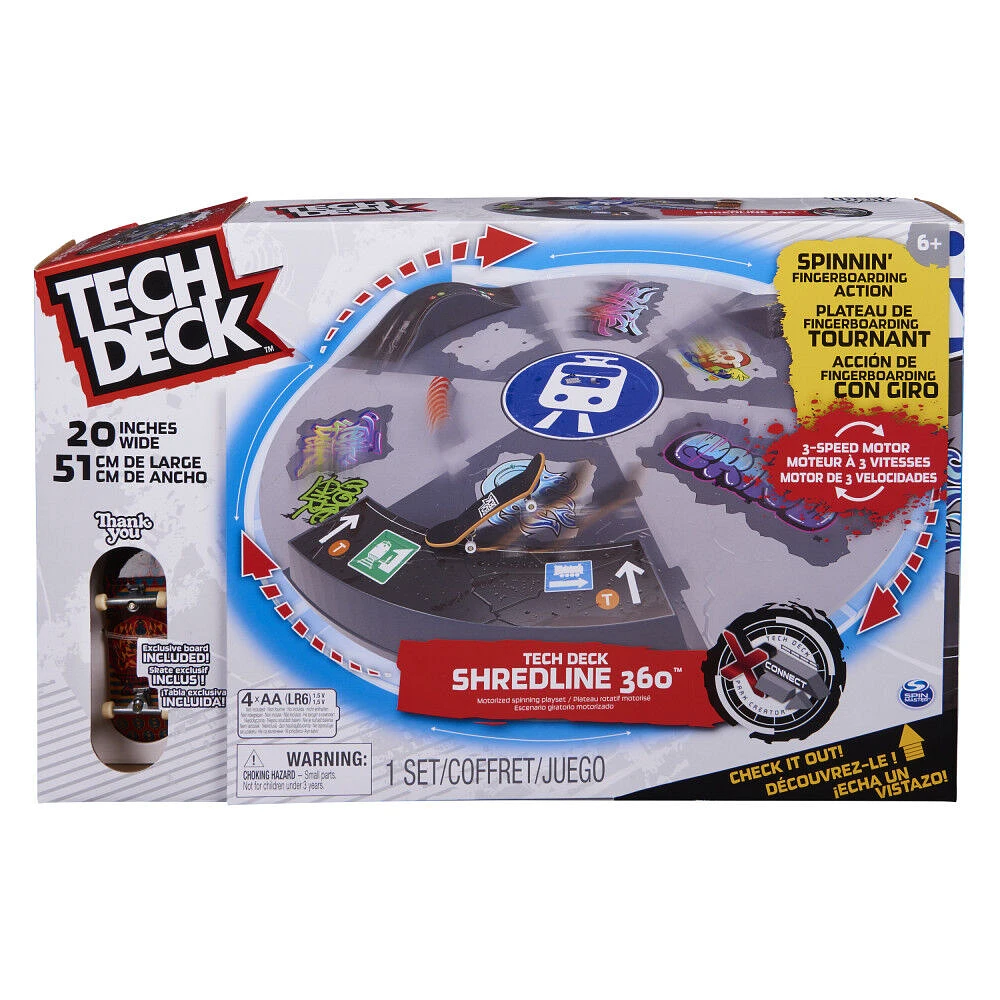 Tech Deck, Shredline 360 Motorized Skate Park, X-Connect Creator, Customizable and Buildable Turntable Ramp Set with Exclusive Fingerboard