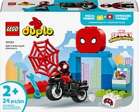 LEGO DUPLO Marvel Spin's Motorcycle Adventure, Spidey Fantasy Playset, Motorcycle Toy with Wheels, 10424