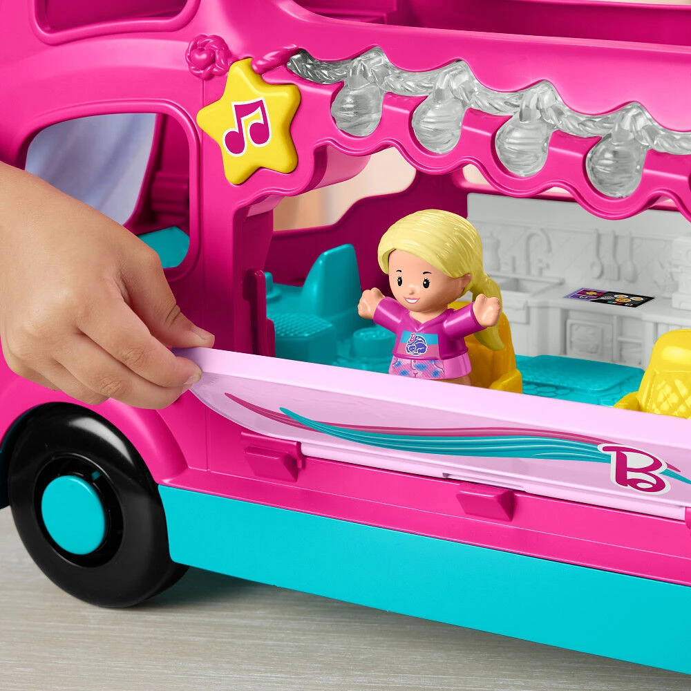 Fisher-Price Little People Barbie Little Dreamcamper RV Playset with Music Lights & 2 Figures, Multilanguage Version