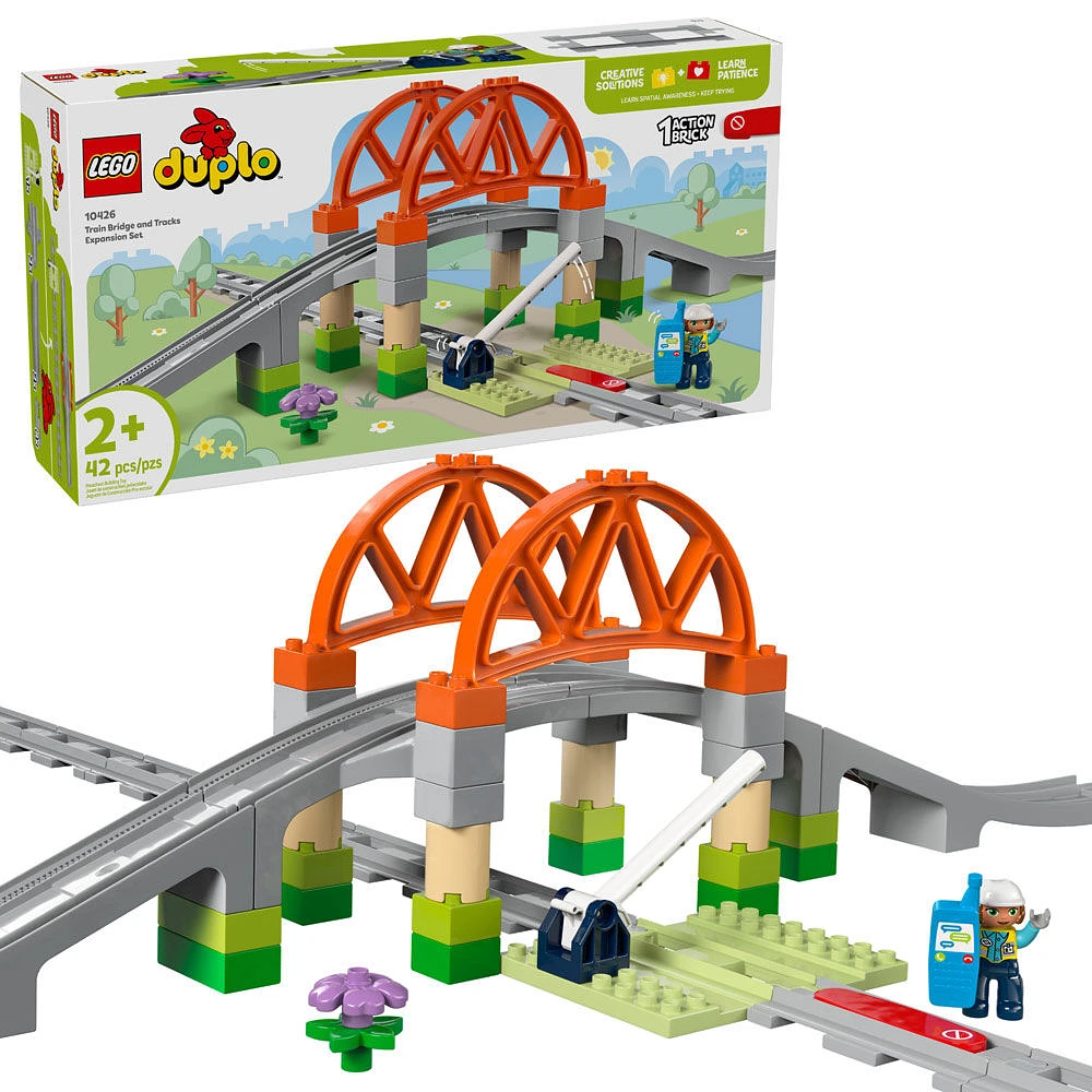 LEGO DUPLO Town Train Bridge and Tracks Expansion Set - 10 Extra Pieces of Train Tracks - 10426