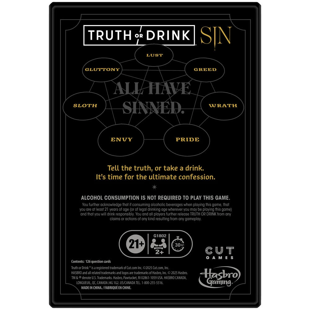Truth or Drink: Sin Edition Party Game for Adults Ages 21+ - English Edition