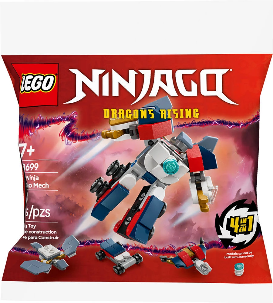 LEGO Ninjago Mini Ninja Combo Mech Building Toy - Includes Micro Versions of Zane, Riyu, a Jet and Car - 30699