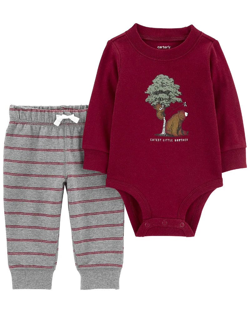 Carter's Two Piece Little Brother Bodysuit Pant Set Red 9M