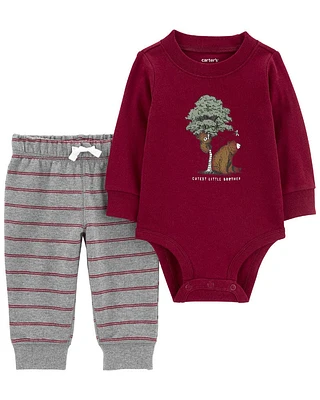 Carter's Two Piece Little Brother Bodysuit Pant Set Red  9M