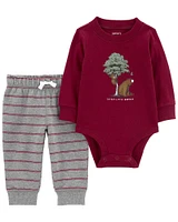 Carter's Two Piece Little Brother Bodysuit Pant Set Red  9M
