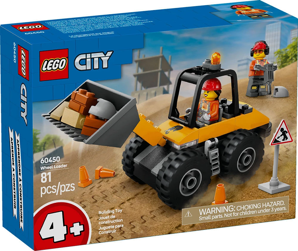 LEGO City Yellow Construction Wheel Loader Building Sensory Toy - Construction Toy for Toddlers - 60450