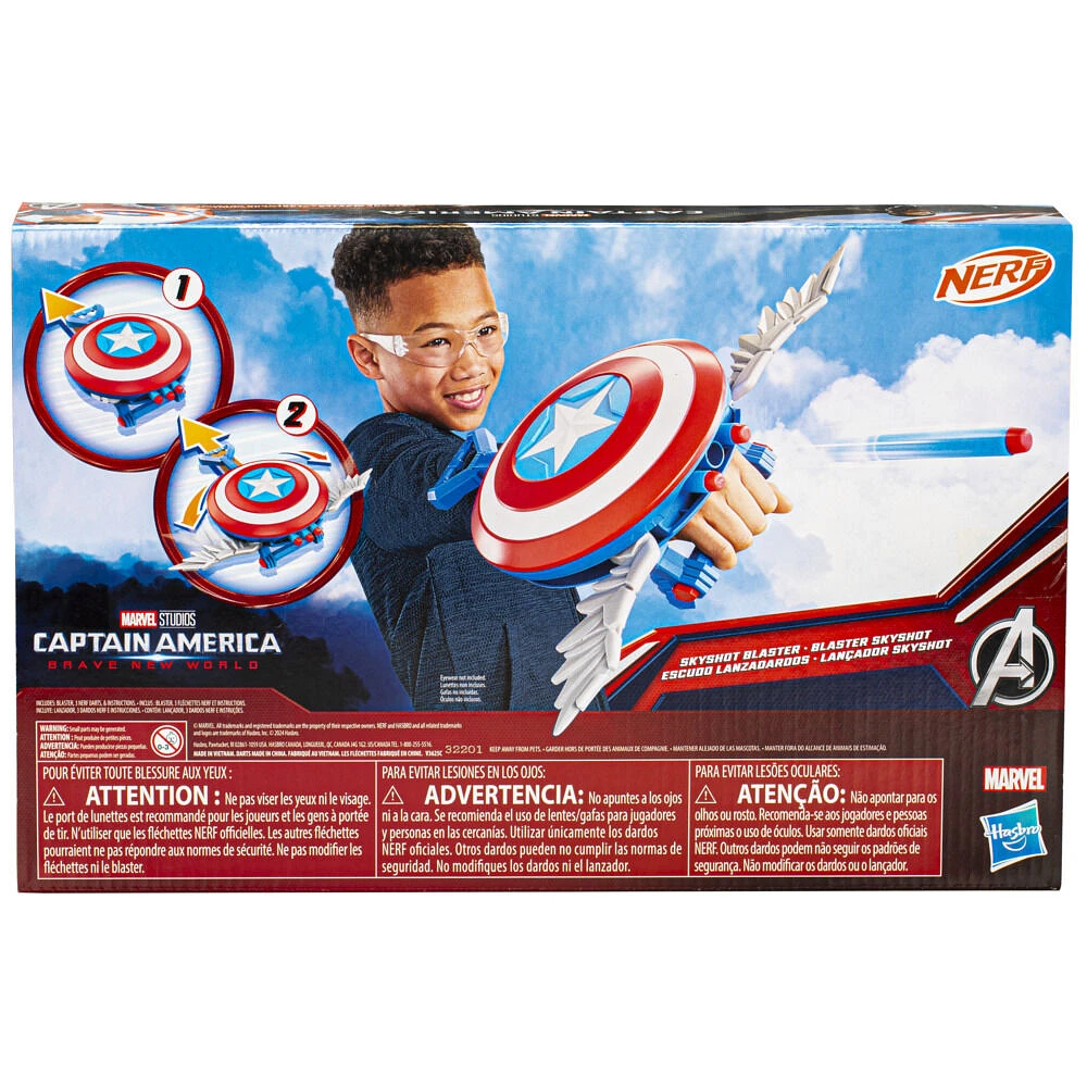 Marvel Studios Captain America Brave New World NERF Skyshot Blaster, Shield Roleplay Toy