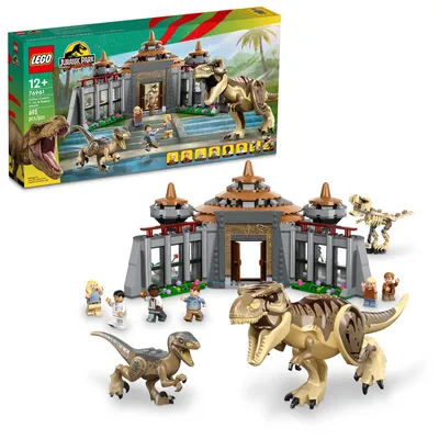 LEGO Jurassic Park Visitor Center: T. rex & Raptor Attack 76961 (693 Pieces)