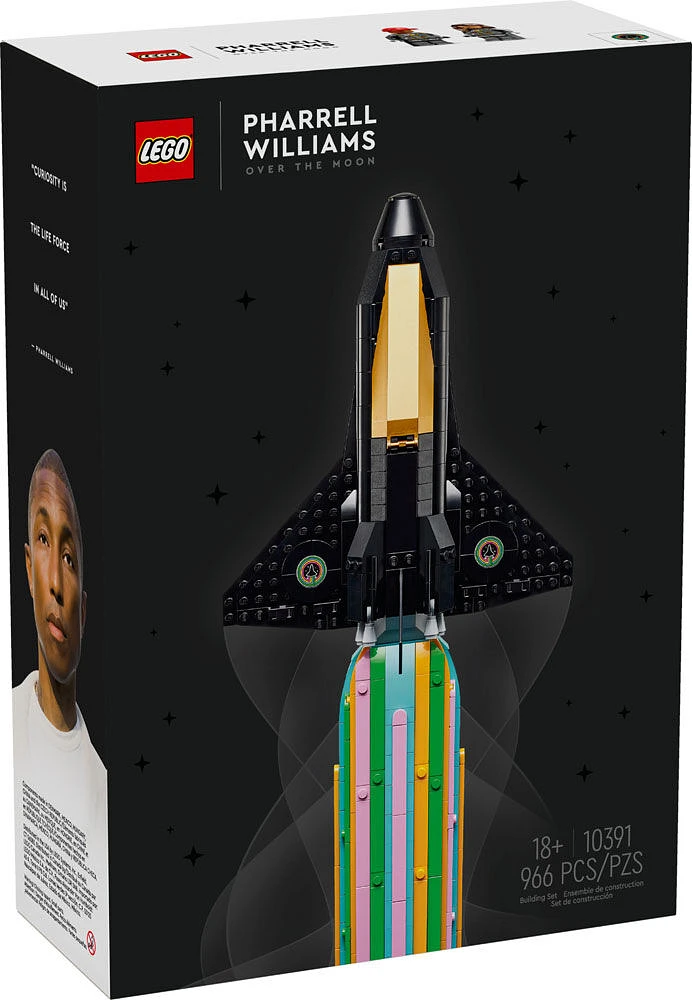 LEGO Icons Au-delà de la lune avec Pharrell Williams Ensemble de construction de modèle de navette spatiale ; Cadeau créatif pour adultes 10391 (966 pièces)