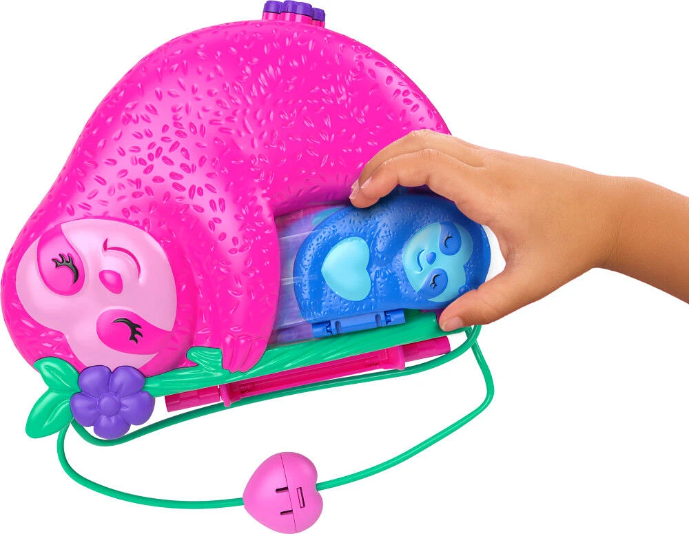Polly Pocket La Famille des Paresseux Coffret 2 en 1, jouet de voyage