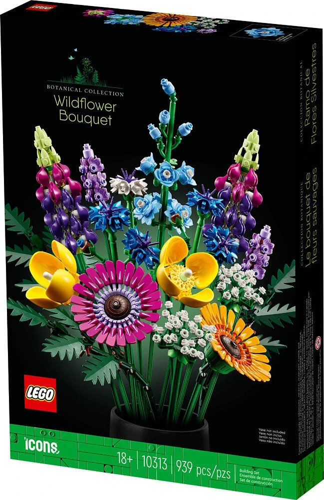 LEGO Botanicals Le bouquet de fleurs sauvages; asters et coquelicots, plante d'intérieur 10313