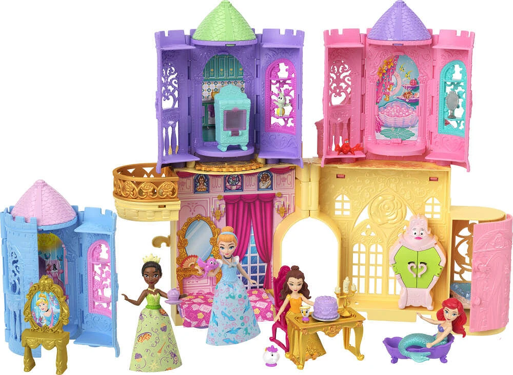 Princesses Disney Tourelle Surprise Petite poupée, 5 surprises