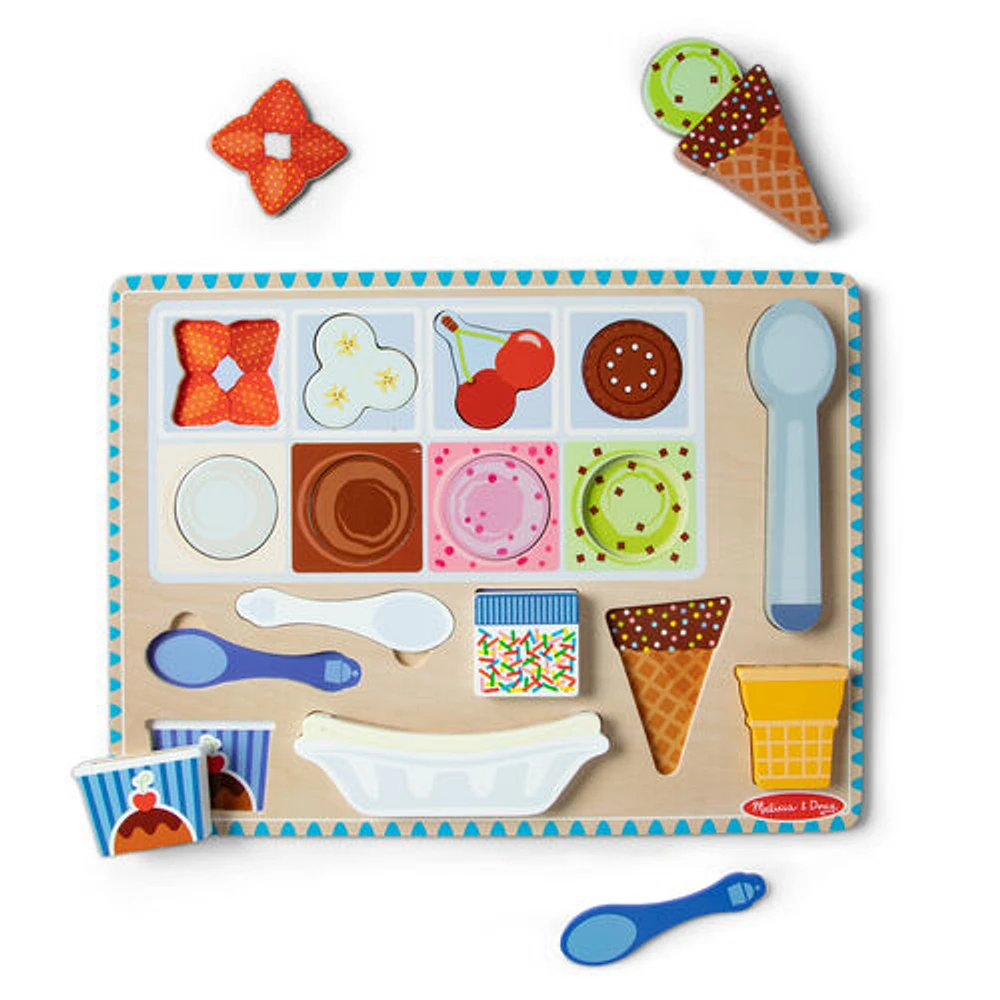 Melissa & Doug - Wooden Magnetic Ice Cream Puzzle and Play set