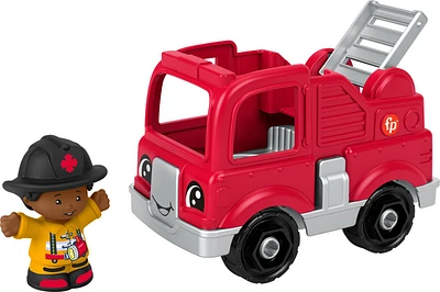 Fisher-Price Little People Toy Firetruck and Firefighter Figure Set for Toddlers, 2 Pieces