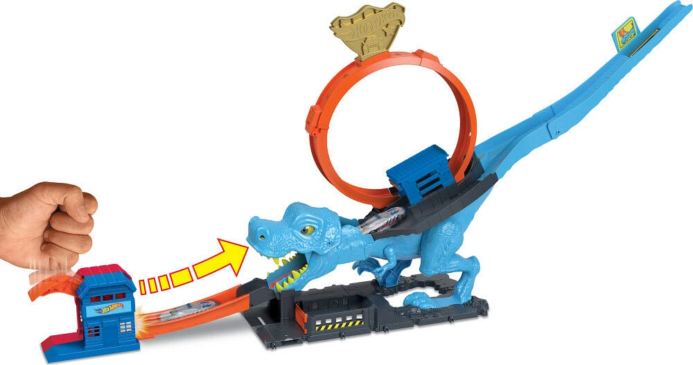 Hot Wheels- Ville - Coffret de jeu - L'Attaque du T-Rex