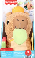 Fisher-Price Snuggly Snacky Capybara Plush Baby Sensory Toy with Teether & Rattle for Newborns