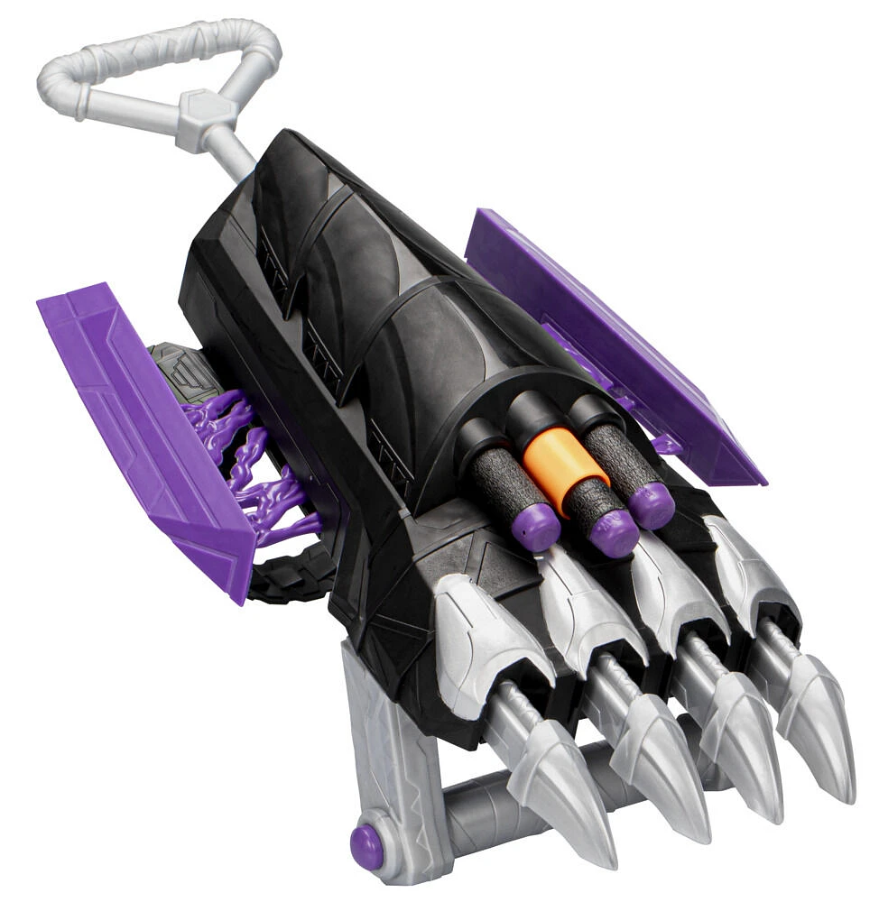 Marvel Mech Strike Mechasaurs Black Panther Sabre Claw Blaster, NERF Blaster with 3 Darts, Role Play Super Hero Toys