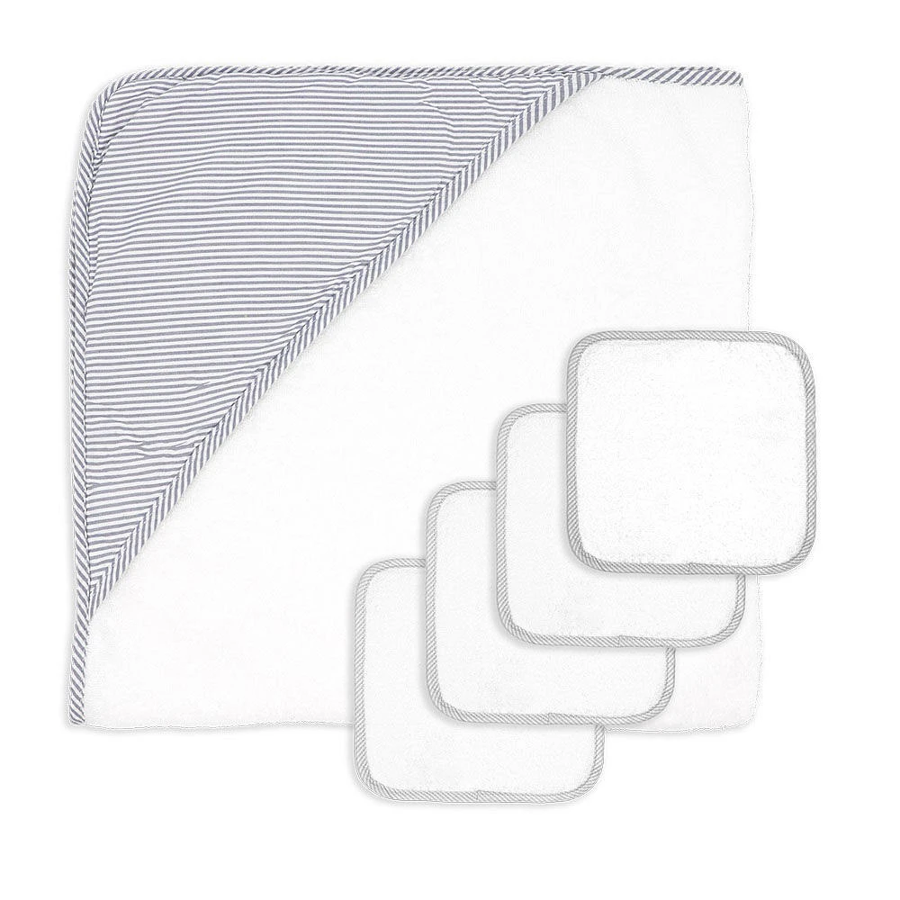 Grey Striped Bath Set