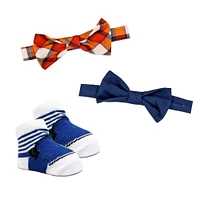 Baby Mode Siganture 3 Piece Bowtie & Sock Set: Navy Plaid