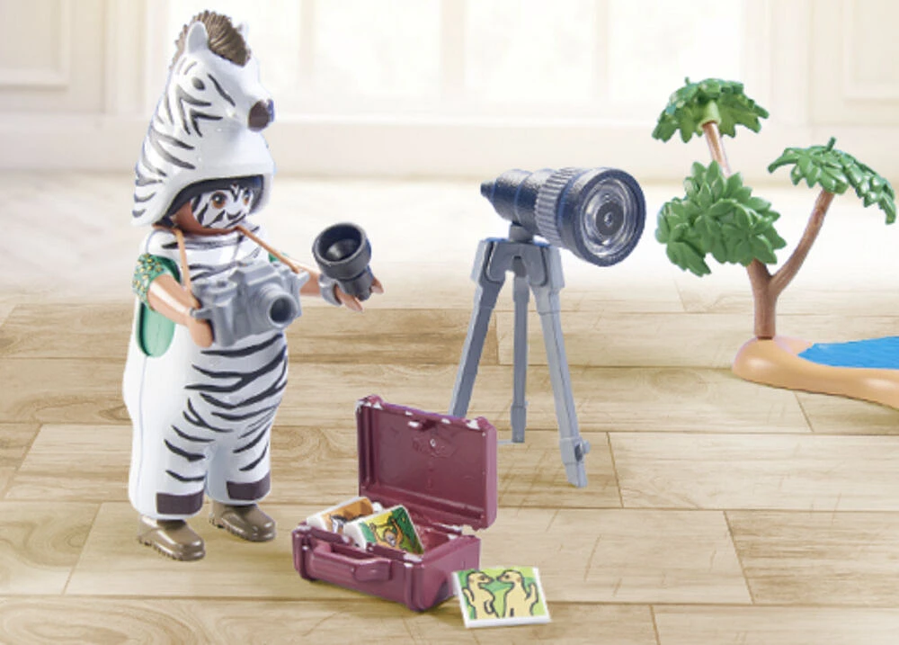 Playmobil - Wiltopia - Photographe avec déguisement et zèbres