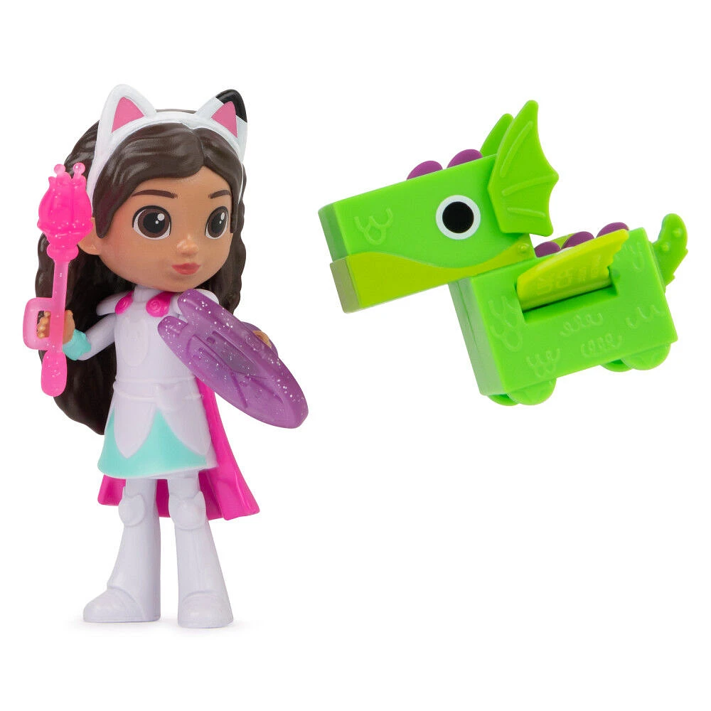 DreamWorks, Gabby's Dollhouse, Figurine Gabby chevalier avec jouet surprise et mini dragon