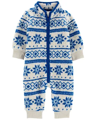 Carter's Fair Isle Fleece Jumpsuit Blue