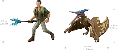 Jurassic World Rebirth Dr. Loomis & Pteranodon Figures Pack, Movie Accurate 3.75-inch Scale