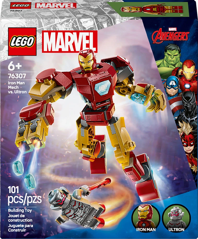 LEGO Marvel Iron Man Mech vs. Ultron Building Toy Set - Buildable Action Figure - Superhero Gift - 76307