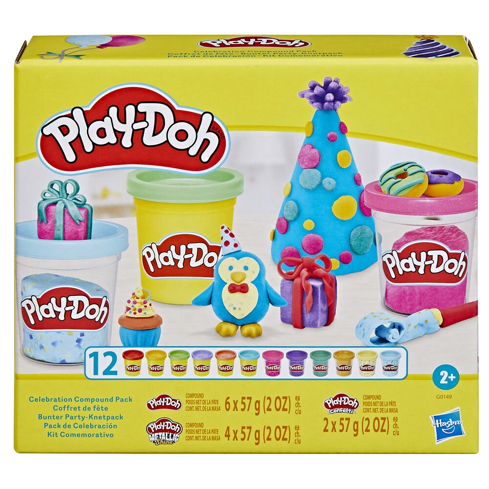 Play-Doh, Coffret en fête, 12 pots de pâte à modeler assortis, loisirs créatifs