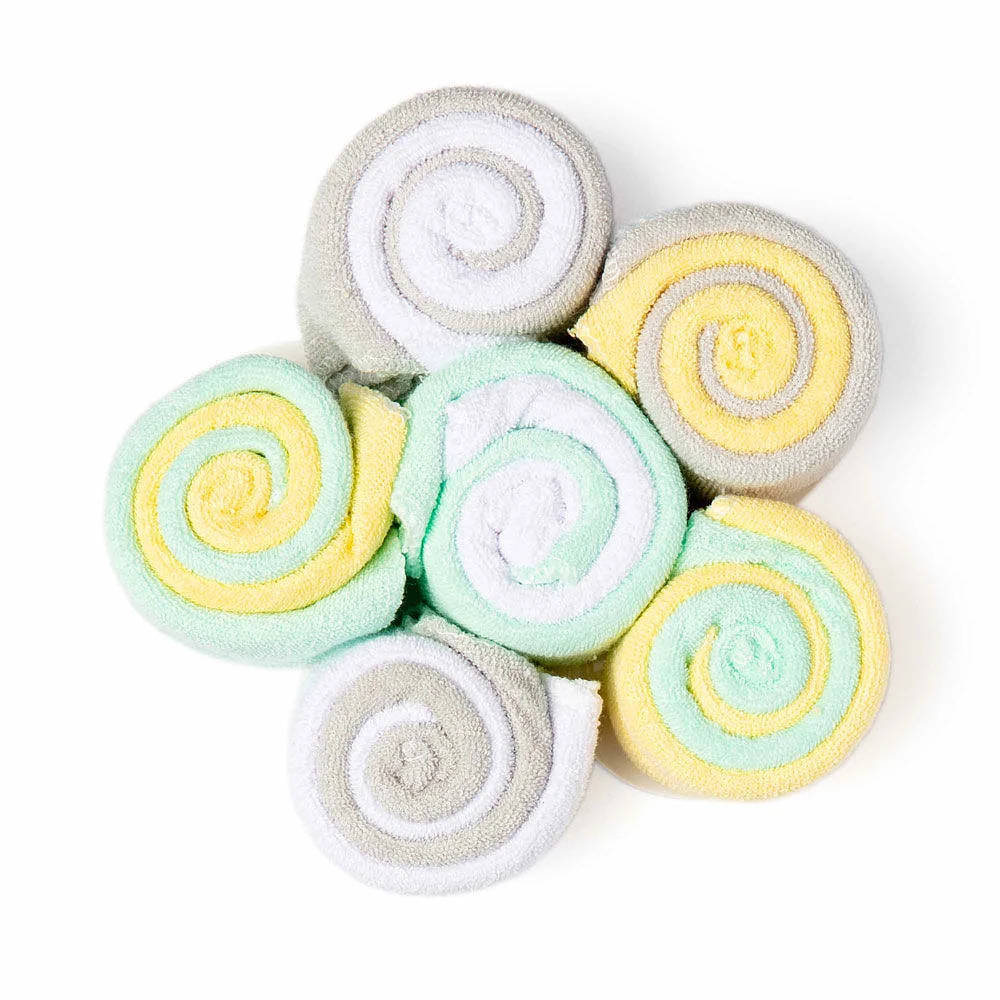 Tendertyme 12 Pack Lollipop Washcloth: Mint/ Yellow