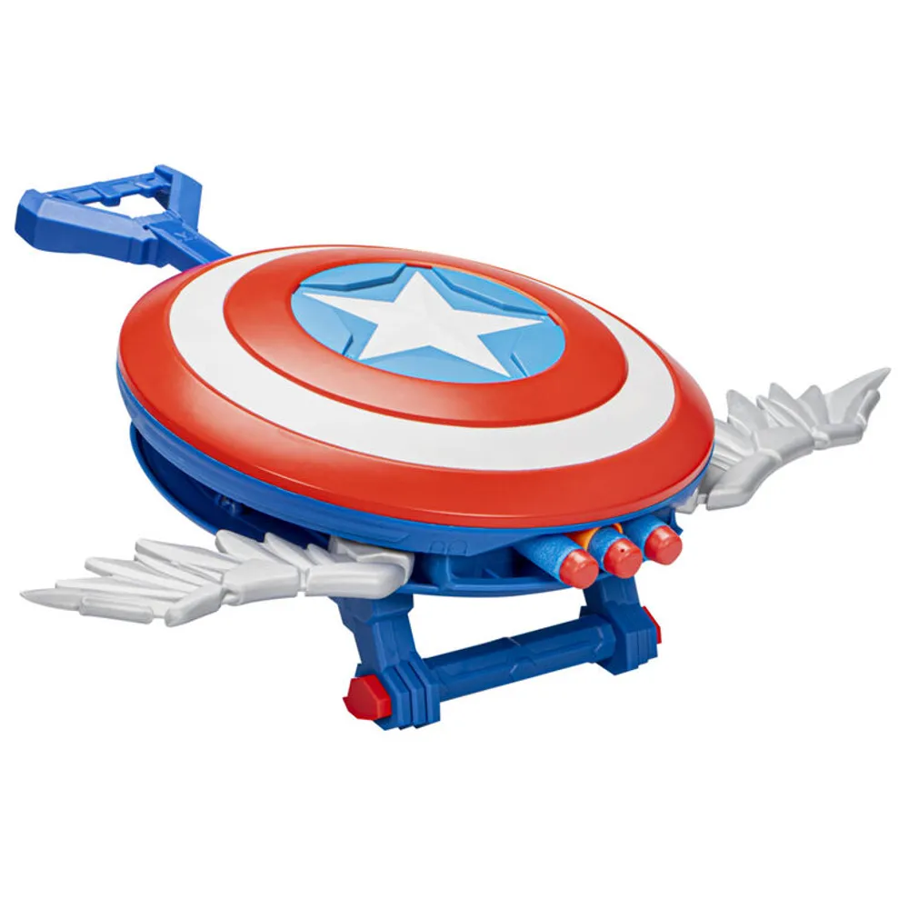 Hasbro Marvel Mech Strike Mechasaurs Captain America Redwing Blaster, NERF  Blaster with 3 Darts, Role Play Super Hero Toys