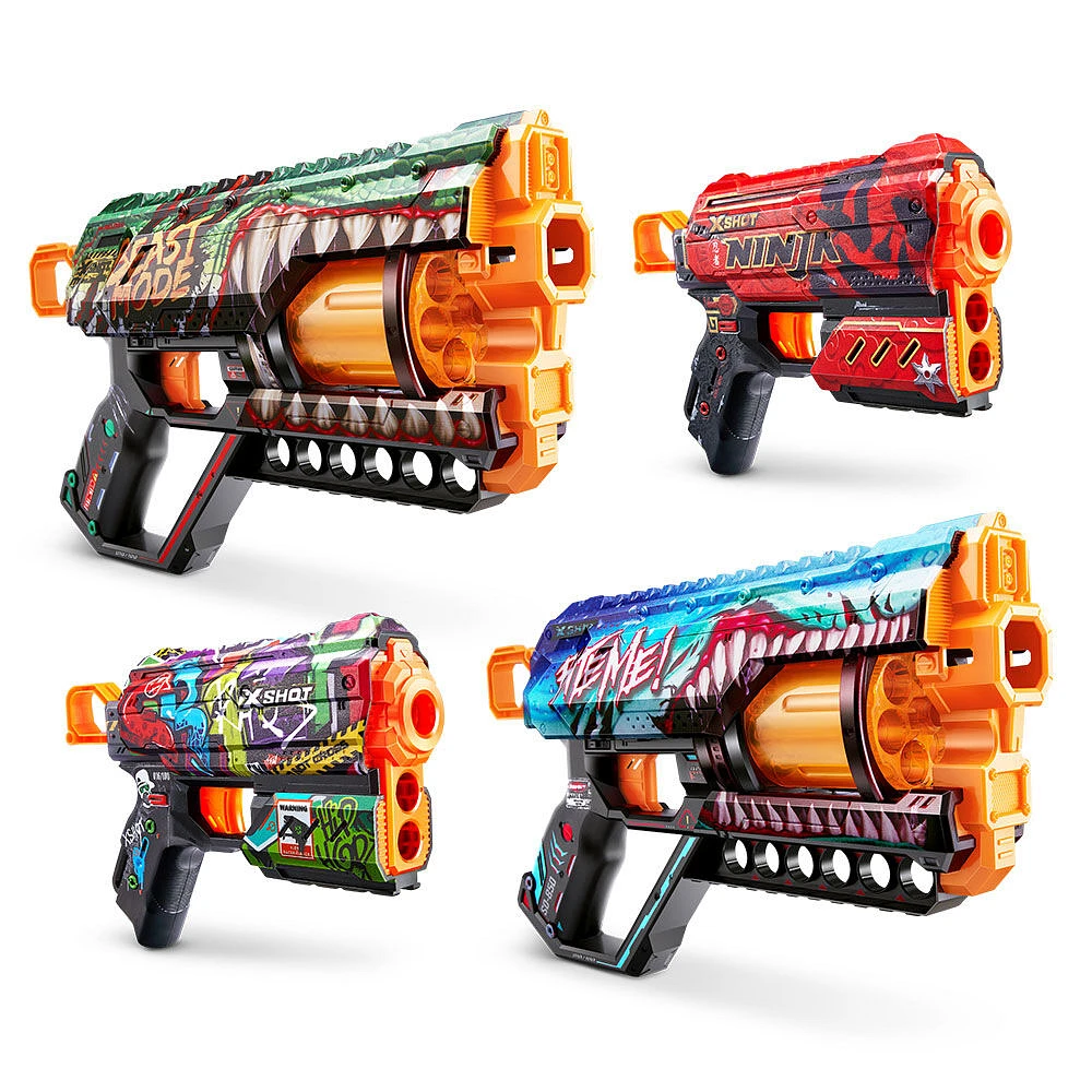 Ensemble combiné de deux pistolets Griefer et deux pistolets Flux X-Shot Skins (48 fléchettes) par ZURU