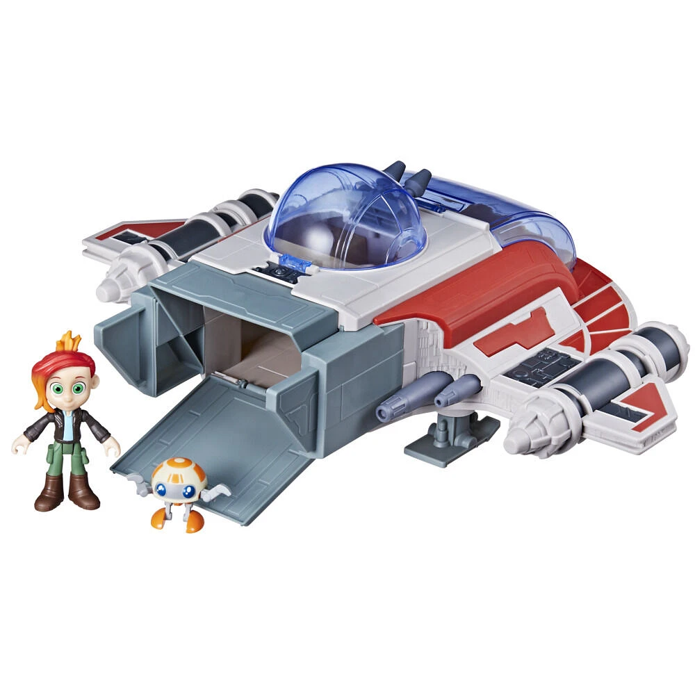 Star Wars Young Jedi Adventures The Crimson Firehawk, 17 Inch Star Wars Ship with 2 Action Figures, Star Wars Toys for Kids