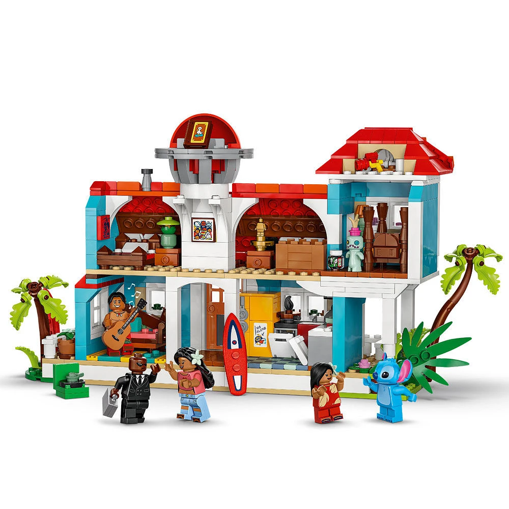 LEGO Disney Lilo and Stitch Beach House Building Toy - Playset for Kids - with 5 Minifigures - 43268