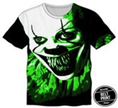 IT Pennywise Big Face Clown Black & Green T-Shirt