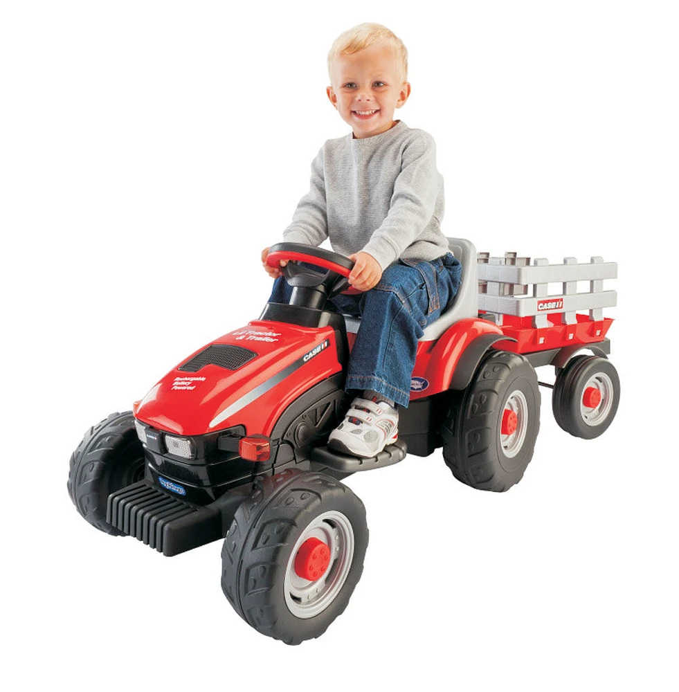 Peg Perego - Case IH Lil Tractor Ride-On with Trailer - Red