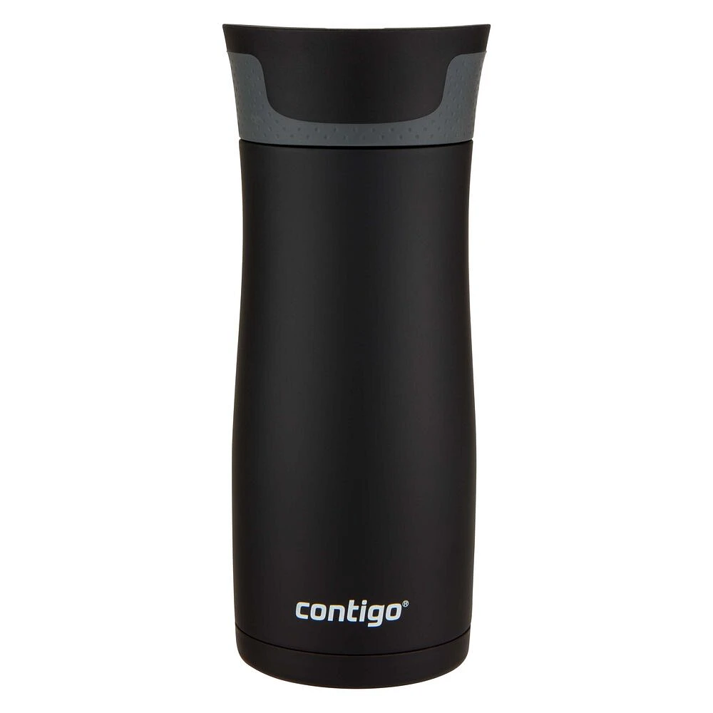 Tasse de voyage en acier inoxydable Contigo West Loop avec couvercle AUTOSEAL, noir mat, 473 ml