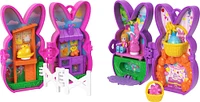 Polly Pocket Peeps, poupées et 2 coffrets de jeu avec 6 accessoires thématiques, jouet de voyage compact