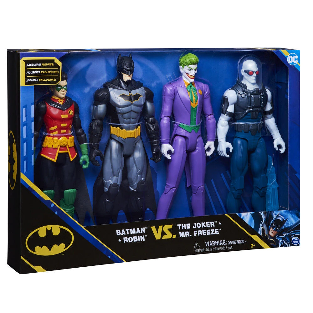 DC Comics, Batman et Robin contre The Joker et Mr. Freeze, Figurines articulées de 30 cm