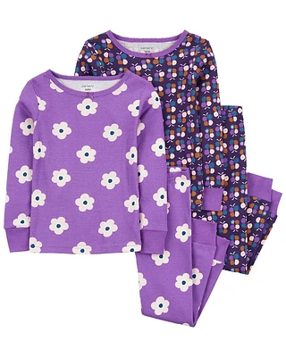 Carter's Four Piece Flowers 100% Snug Fit Cotton Pajamas Purple