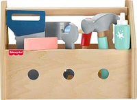 Fisher-Price Coffret Boîte à outils en bois, 9 éléments en bois